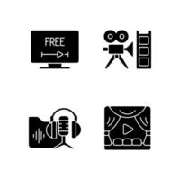 Streaming services black glyph icons set on white space vector