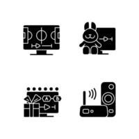 Broadcast services black glyph icons set on white space vector