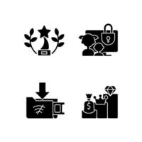 Broadcast services black glyph icons set on white space vector