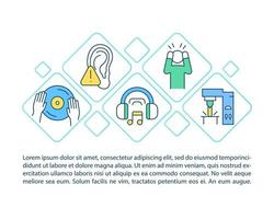 iconos de línea de concepto de protección auditiva con texto vector