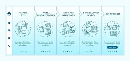 Resignation checklist onboarding mobile app page screen with concepts vector