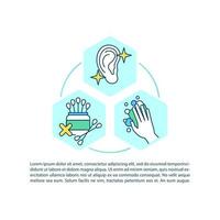 Ear cleaning and irrigation concept line icons with text vector