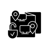 Remote co watching black glyph icon vector