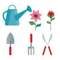 jardinería, icono, conjunto, vector, diseño vector