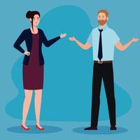Businessman with necktie and businesswoman avatar vector design