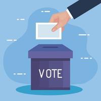 día de las elecciones mano sosteniendo papel de voto y diseño vectorial de caja vector