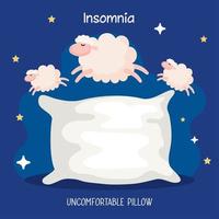 insomnia uncomfortable pillow with sheeps vector design