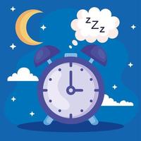 insomnia clock with bubble and moon vector design