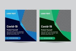 Coronavirus social media banner template vector