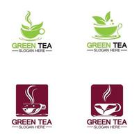 Tea cup logo vector Green tea vector logo