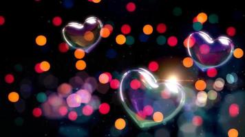 Beautiful Heart Love background 3d Seamless footage 4K Romantic colorful Glitter glowing and flying hearts Animated background for Romance love marriage valentines day and birthday Invitation video