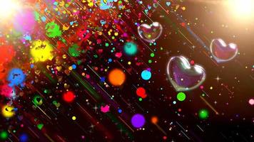 Beautiful Heart Love background 3d Seamless footage 4K Romantic colorful Glitter glowing and flying hearts Animated background for Romance love marriage valentines day and birthday Invitation video