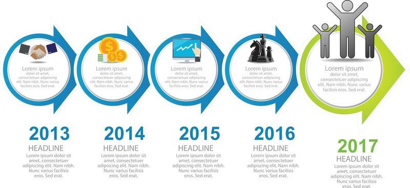 Step to success diagram and arrow timeline vector infographic chart