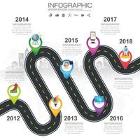 Iconos de infografía de línea de tiempo de mapa de carreteras de negocios diseñados para la plantilla de fondo abstracto vector