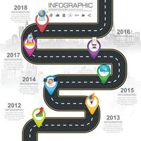 Iconos de infografía de línea de tiempo de mapa de carreteras de negocios diseñados para la plantilla de fondo abstracto vector