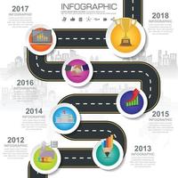 Iconos de infografía de línea de tiempo de mapa de carreteras de negocios diseñados para la plantilla de fondo abstracto vector