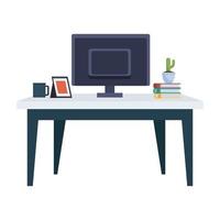 desktop computer in desk office workplace vector