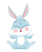 happy little rabbit seated cute character vector