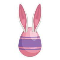 easter egg painted pink with rabbit ears isolated icon vector