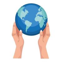 hands lifting world planet earth isolated icon vector