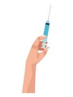 hand with injection vaccine syringe isolated icon vector