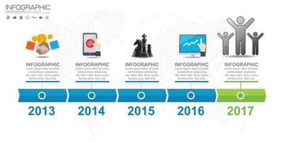 Timeline infographic road map with businessicons designed for template milestone element modern diagram process chart Vector illustration