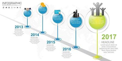 Timeline infographic road map with businessicons designed for template milestone element modern diagram process chart Vector illustration