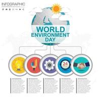 Earth globe with infographic vector illustration can be use as flyer banner or poster World Environment Day concept