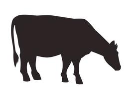 vaca, animal, granja, silueta, figura, aislado, icono vector