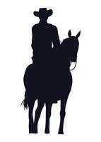 silueta de figura de vaquero en carácter de caballo vector