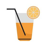 jugo de naranja fruta en vaso con paja vector