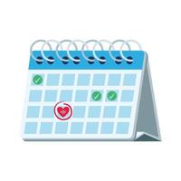 calendar with heart cardio mark vector