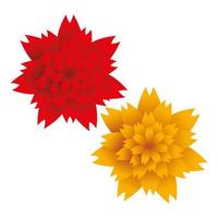 flowers and leafs red and yellow colors vector