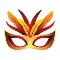 golden mask mardi gras with feathers vector