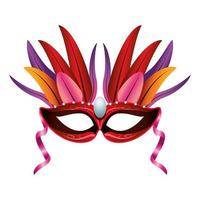 red mask mardi gras with feathers vector