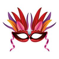 red mask mardi gras with feathers vector