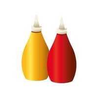mustard and ketchup sauces bottles vector