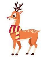 lindo ciervo navideño con personaje de bufanda vector