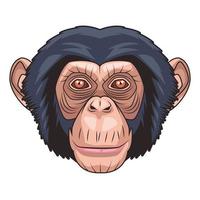 monkey animal wild head character in white background vector