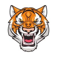 tiger animal wild head character colorful icon vector