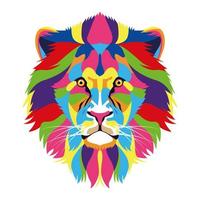 lion wild life technicolor icon vector