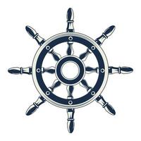 timón de barco náutico gris vintage elemento icono vector