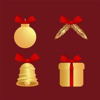 paquete de cuatro iconos de feliz año nuevo set vector