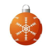 happy merry christmas ball with snowflake hanging icon vector