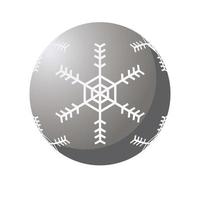 happy merry christmas silver ball with snowflake icon vector