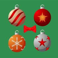 happy merry christmas set colors balls vector