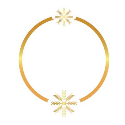 happy merry christmas golden snowflakes in circular frame