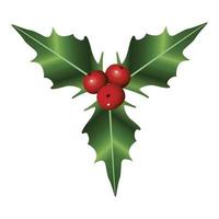 happy merry christmas berries and leafs decoration vector