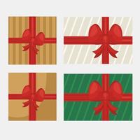 feliz navidad con set iconos de regalos vector