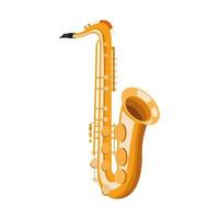 saxofón, instrumento musical, aislado, icono vector